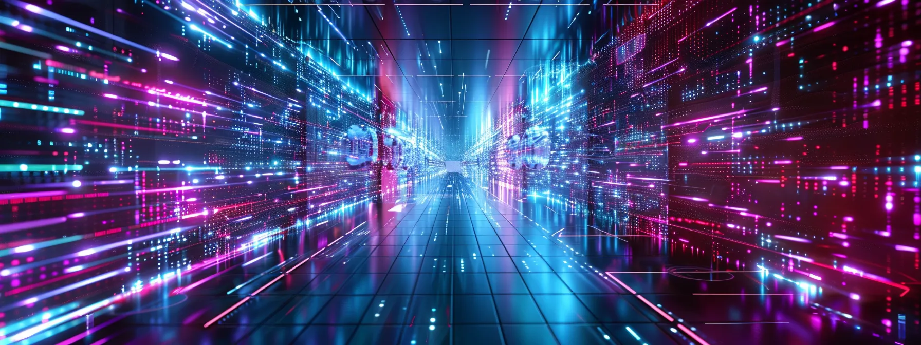a futuristic telecommunications hub pulsates with vibrant, interconnected digital networks illuminated by neon lights, symbolizing the essential role of ai in modern telecom solutions.