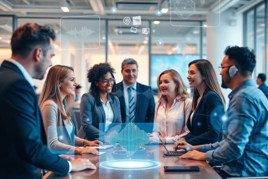 Modern business communication with voice API technology.