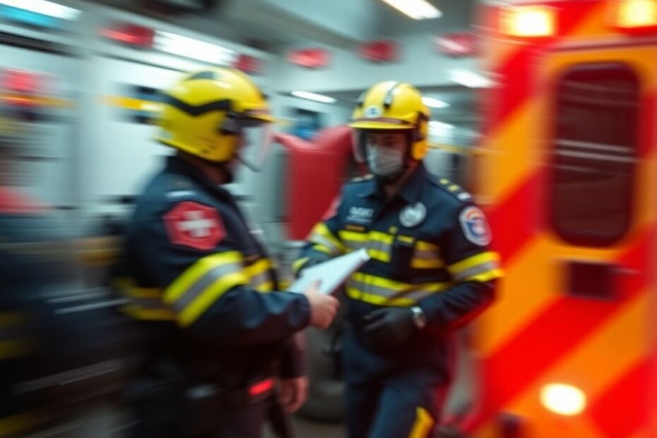 Emergency medical team responding quickly with advanced technology.