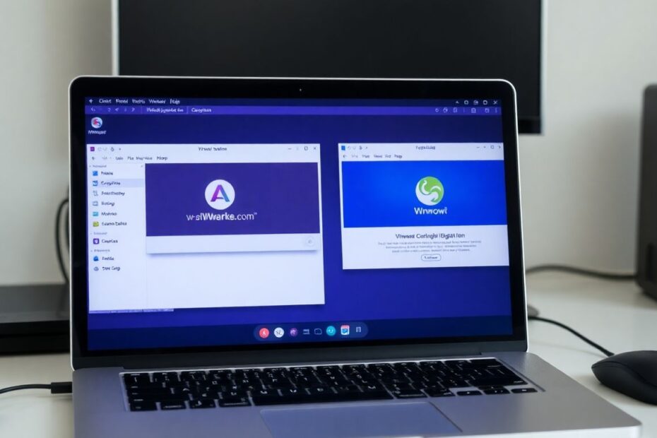 VMware Workstation interface on a laptop screen.