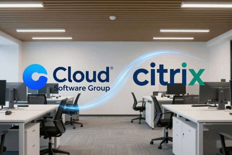 Cloud Software Group and Citrix logos merging.